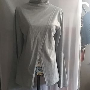 High Collar Turtleneck Top Bell Sleeve